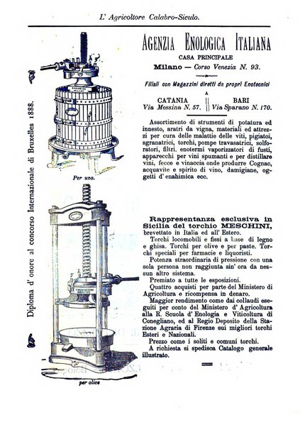 L'agricoltore calabro siculo giornale di agricoltura pratica