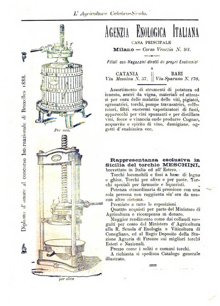 L'agricoltore calabro siculo giornale di agricoltura pratica