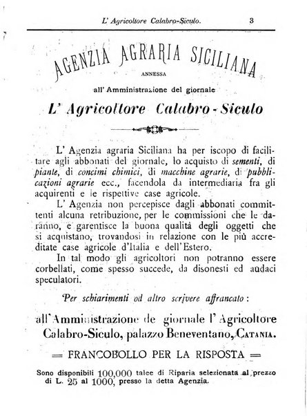 L'agricoltore calabro siculo giornale di agricoltura pratica