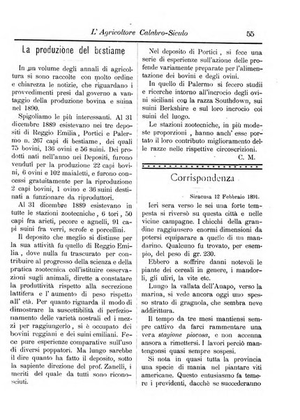 L'agricoltore calabro siculo giornale di agricoltura pratica