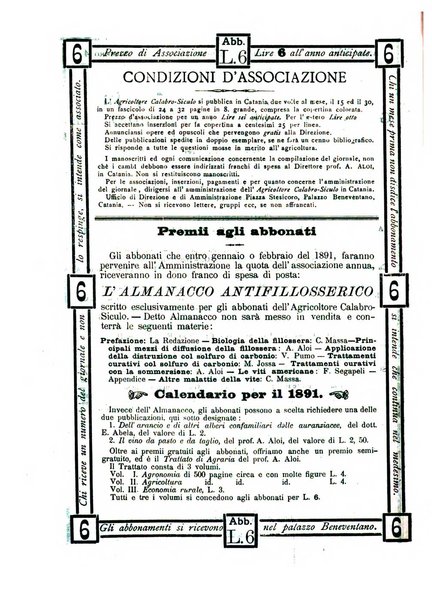 L'agricoltore calabro siculo giornale di agricoltura pratica