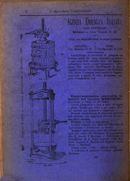 L'agricoltore calabro siculo giornale di agricoltura pratica