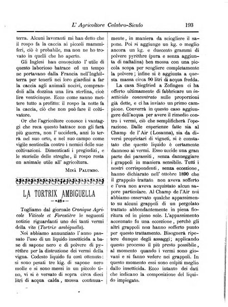 L'agricoltore calabro siculo giornale di agricoltura pratica