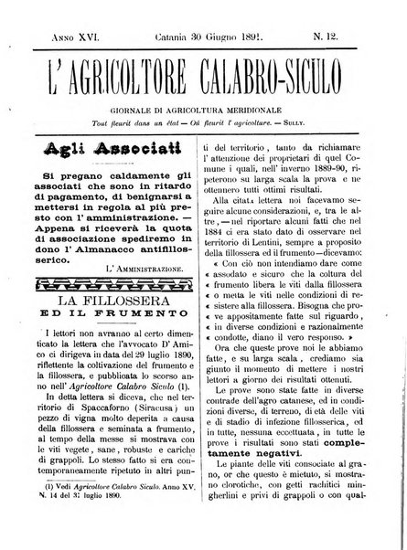 L'agricoltore calabro siculo giornale di agricoltura pratica