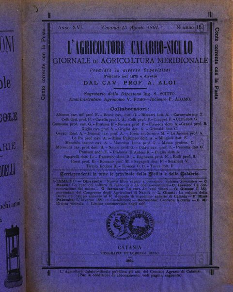 L'agricoltore calabro siculo giornale di agricoltura pratica