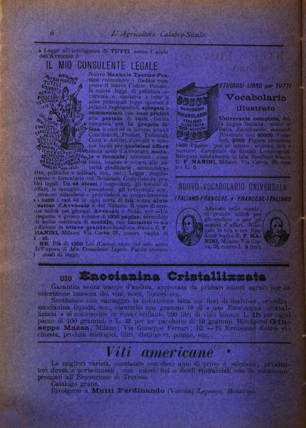 L'agricoltore calabro siculo giornale di agricoltura pratica