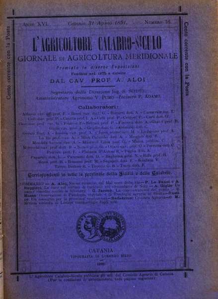 L'agricoltore calabro siculo giornale di agricoltura pratica