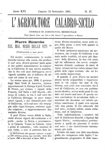 L'agricoltore calabro siculo giornale di agricoltura pratica