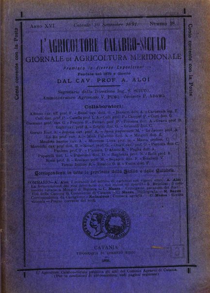 L'agricoltore calabro siculo giornale di agricoltura pratica