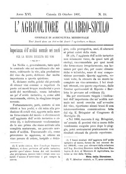 L'agricoltore calabro siculo giornale di agricoltura pratica