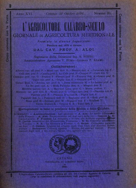 L'agricoltore calabro siculo giornale di agricoltura pratica