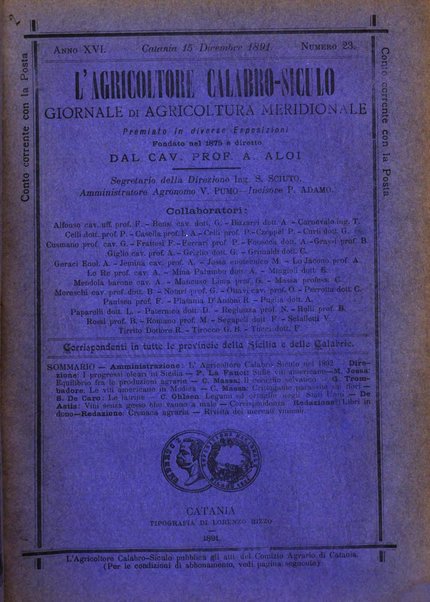 L'agricoltore calabro siculo giornale di agricoltura pratica