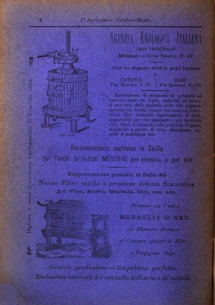 L'agricoltore calabro siculo giornale di agricoltura pratica