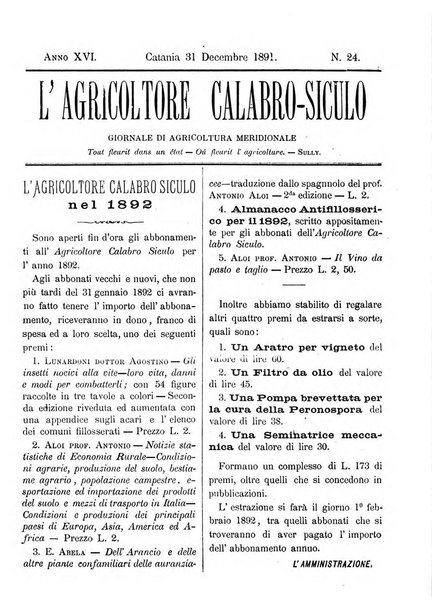 L'agricoltore calabro siculo giornale di agricoltura pratica