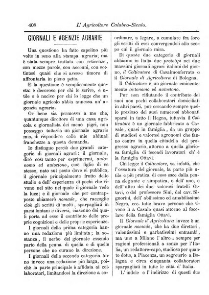 L'agricoltore calabro siculo giornale di agricoltura pratica