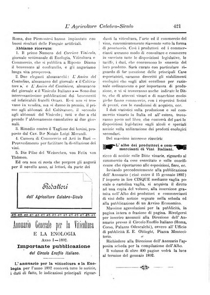 L'agricoltore calabro siculo giornale di agricoltura pratica