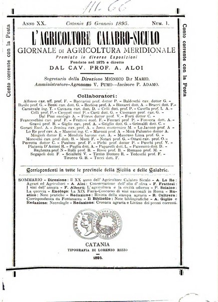 L'agricoltore calabro siculo giornale di agricoltura pratica