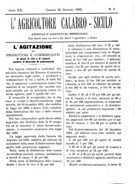 L'agricoltore calabro siculo giornale di agricoltura pratica