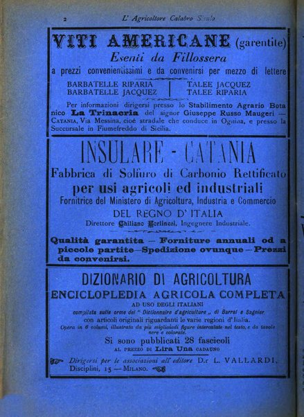 L'agricoltore calabro siculo giornale di agricoltura pratica