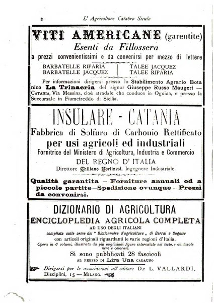 L'agricoltore calabro siculo giornale di agricoltura pratica