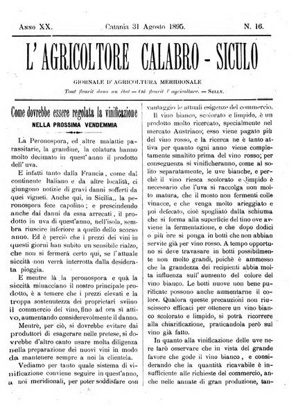 L'agricoltore calabro siculo giornale di agricoltura pratica