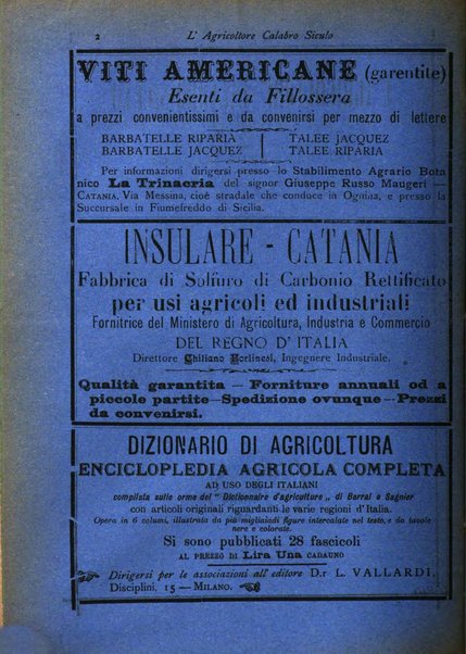 L'agricoltore calabro siculo giornale di agricoltura pratica