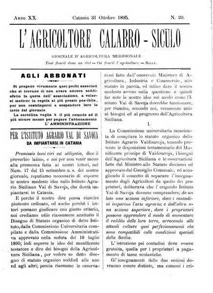 L'agricoltore calabro siculo giornale di agricoltura pratica