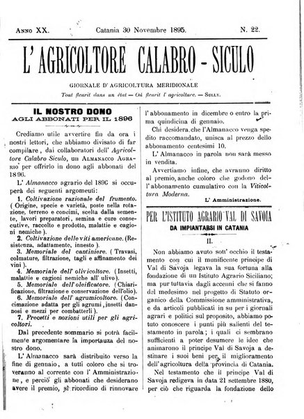 L'agricoltore calabro siculo giornale di agricoltura pratica