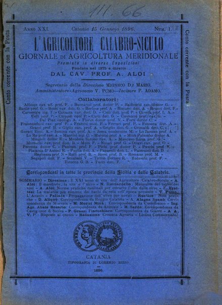 L'agricoltore calabro siculo giornale di agricoltura pratica