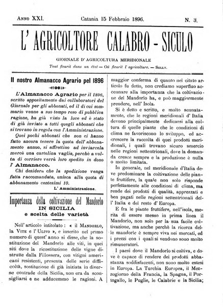 L'agricoltore calabro siculo giornale di agricoltura pratica