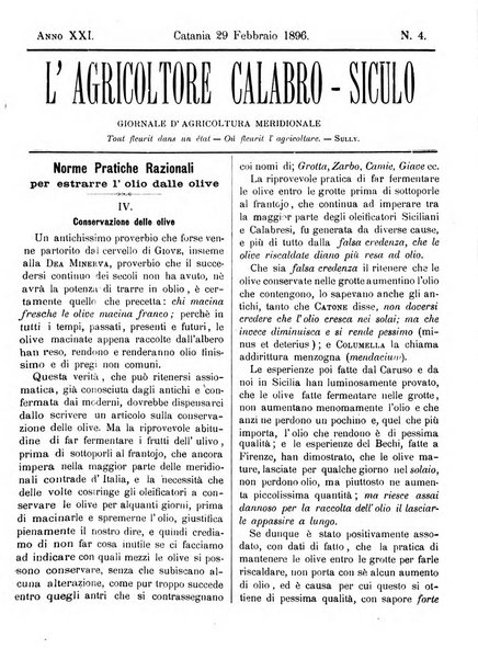 L'agricoltore calabro siculo giornale di agricoltura pratica