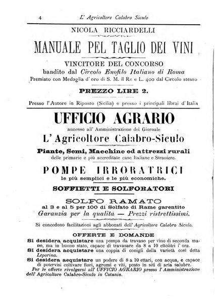 L'agricoltore calabro siculo giornale di agricoltura pratica