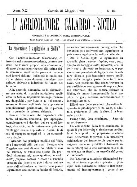 L'agricoltore calabro siculo giornale di agricoltura pratica