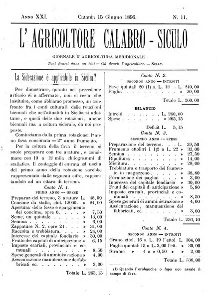 L'agricoltore calabro siculo giornale di agricoltura pratica