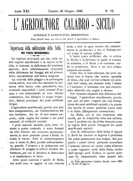 L'agricoltore calabro siculo giornale di agricoltura pratica