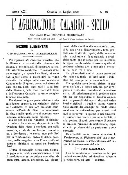 L'agricoltore calabro siculo giornale di agricoltura pratica