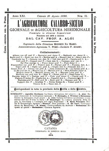 L'agricoltore calabro siculo giornale di agricoltura pratica