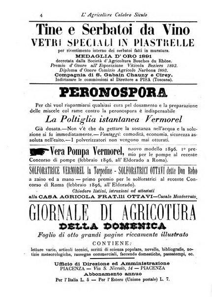 L'agricoltore calabro siculo giornale di agricoltura pratica