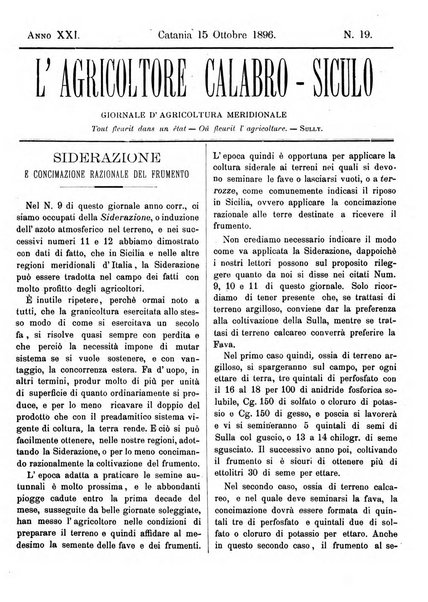 L'agricoltore calabro siculo giornale di agricoltura pratica