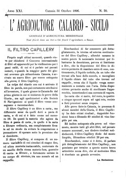 L'agricoltore calabro siculo giornale di agricoltura pratica