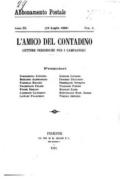 L'amico del contadino letture periodiche per i compagnoli