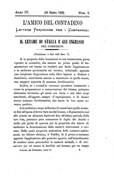 L'amico del contadino letture periodiche per i compagnoli