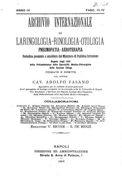 Archivio internazionale di laringologia, rinologia, otologia