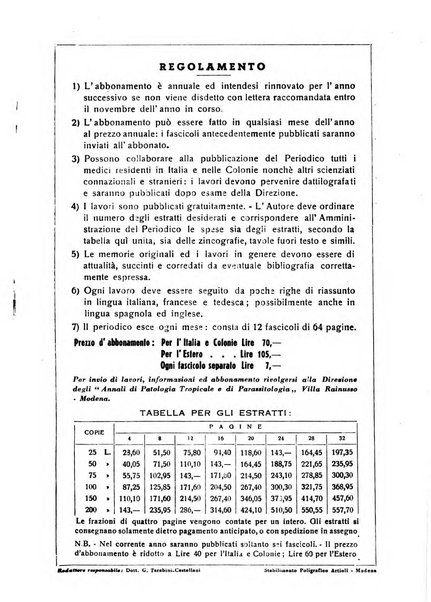 Annali di patologia tropicale e di parassitologia