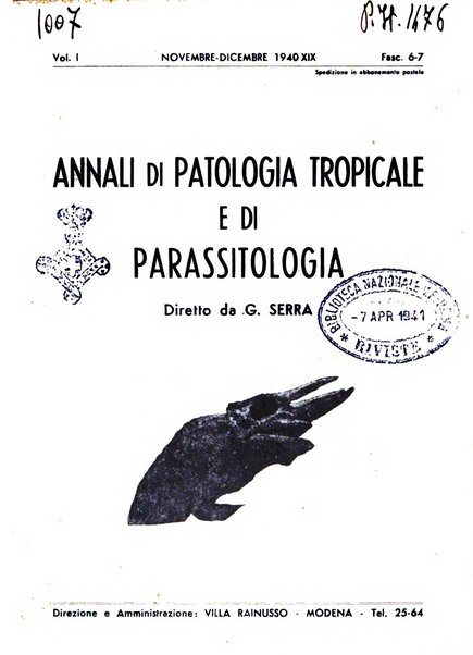 Annali di patologia tropicale e di parassitologia