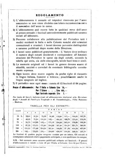 Annali di patologia tropicale e di parassitologia