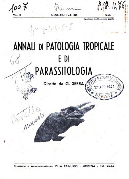 Annali di patologia tropicale e di parassitologia