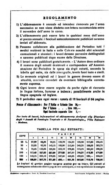 Annali di patologia tropicale e di parassitologia