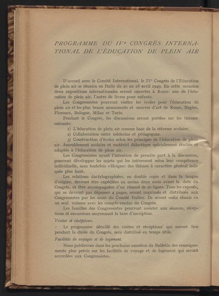 Bollettino internazionale dell'educazione all'aperto / a cura del Comitato italiano, Ministero della pubblica istruzione