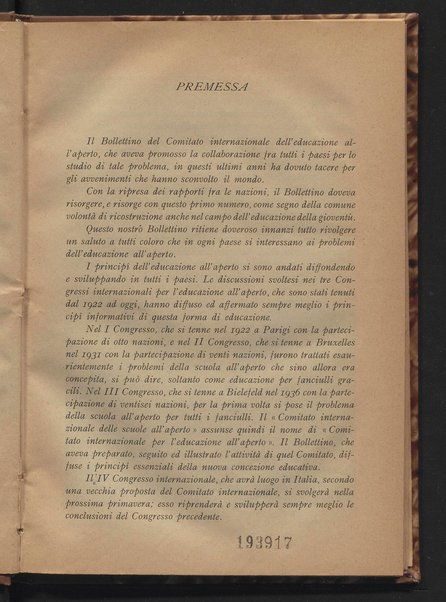 Bollettino internazionale dell'educazione all'aperto / a cura del Comitato italiano, Ministero della pubblica istruzione